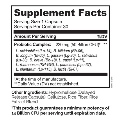 NATURELO Probiotics for Digestive Health, 50 Billion CFU, 30 Vegetarian Capsules, 11 Strains, Daily Use Supplement, Delayed Release, No-Fridge, Helps Boost Immune System, - PrimeBioHealth - canada supplements