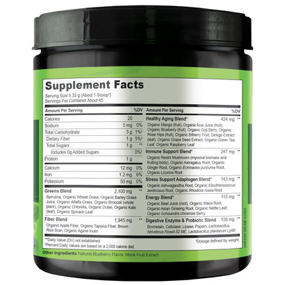 NATURELO Raw Greens Superfood Powder 240 Grams, Mixed Berry - Supports Energy, Immunity and Detox - Includes Spirulina, Wheat Grass and Organic Greens for Whole Food Nutrition - PrimeBioHealth - canada supplements