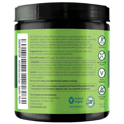 NATURELO Raw Greens Superfood Powder 480 Grams, Mixed Berry - Supports Energy, Immunity and Detox - Includes Spirulina, Wheat Grass and Organic - PrimeBioHealth - canada supplements