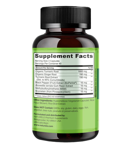 NATURELO Turmeric Curcumin - BioPerine for Better Absorption - Black Pepper, Ginger Root, Curcuminoids - Plant-Based Joint Discomfort Support - PrimeBioHealth - canada supplements