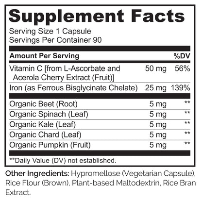NATURELO Vegan Iron Supplement with Vitamin C and Organic Whole Foods - Gentle Iron Pills for Women & Men with Iron Deficiency Including Pregnancy - PrimeBioHealth - canada supplements