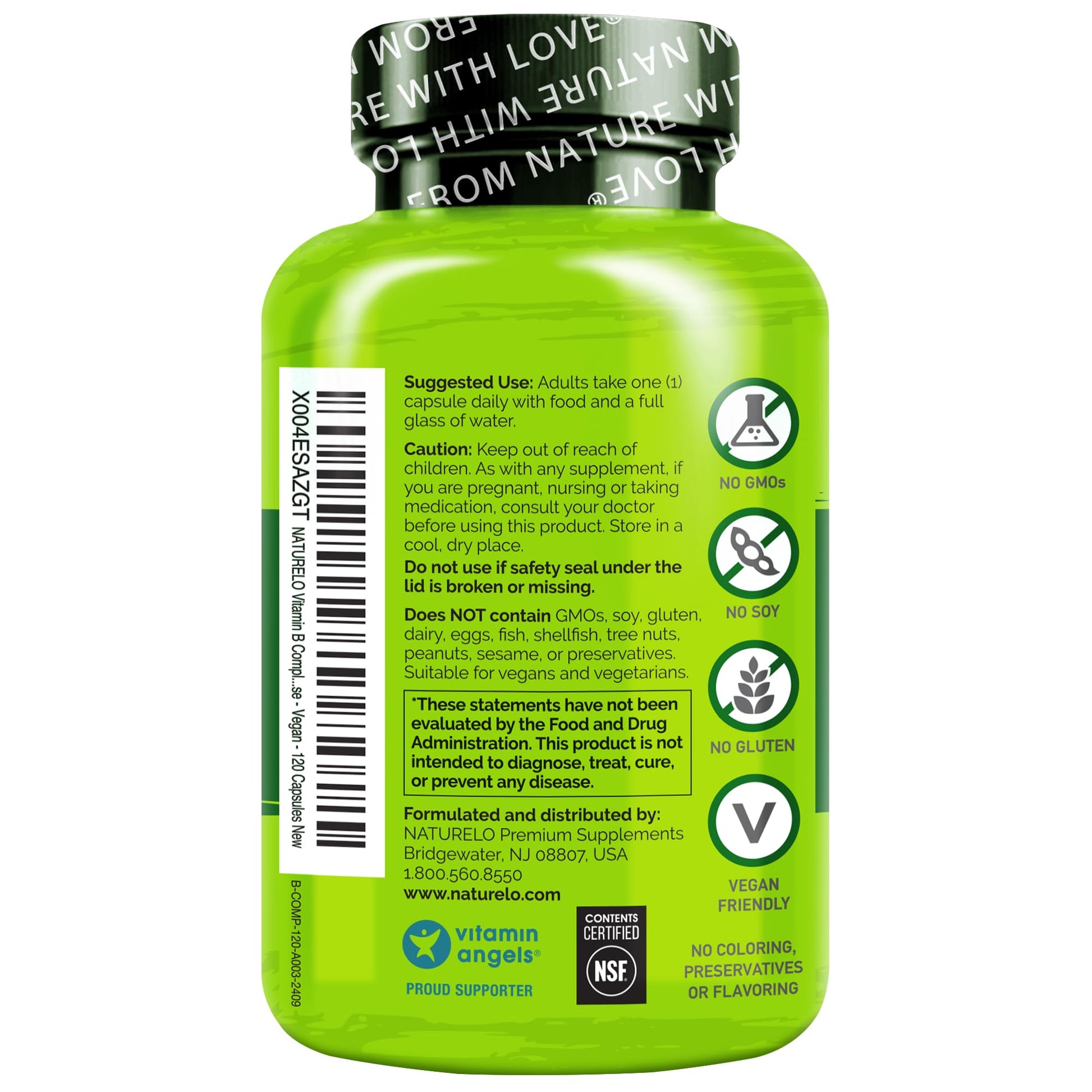 NATURELO Vitamin B Complex,120 Capsules, Vegan, CoQ10, Methyl Folate, Biotin, Fruit & Veg Blend, Supports Energy and Healthy Stress Response - PrimeBioHealth - canada supplements