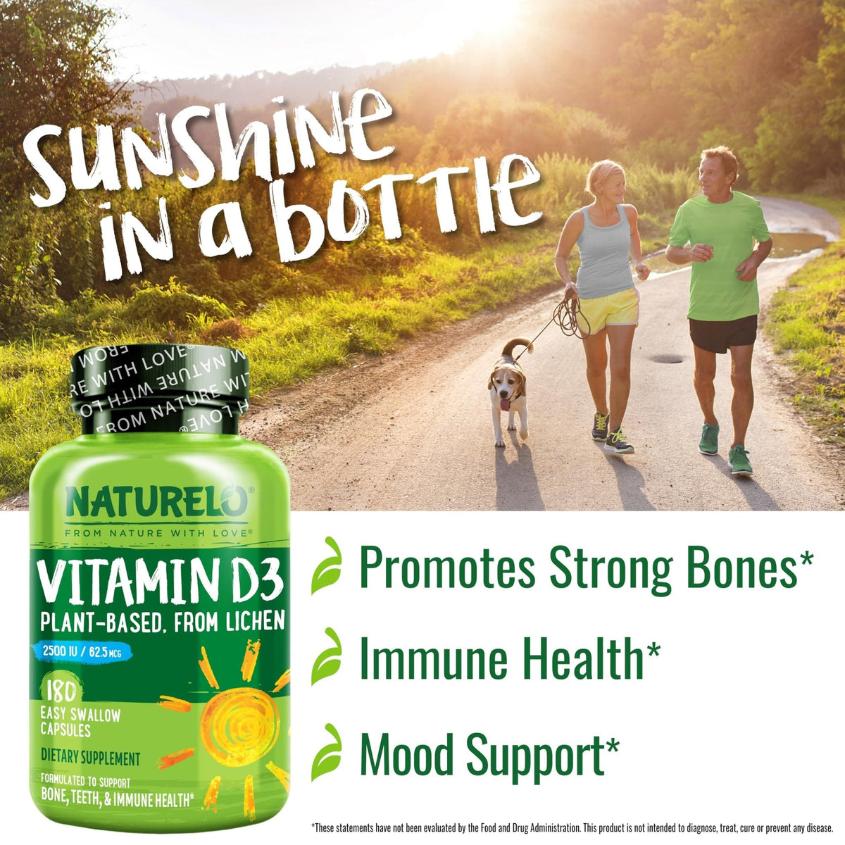 NATURELO Vitamin D - 2500 IU - Plant Based from Lichen - Natural D3 Supplement for Immune System, Bone Support, Joint Health - Vegan - PrimeBioHealth - canada supplements