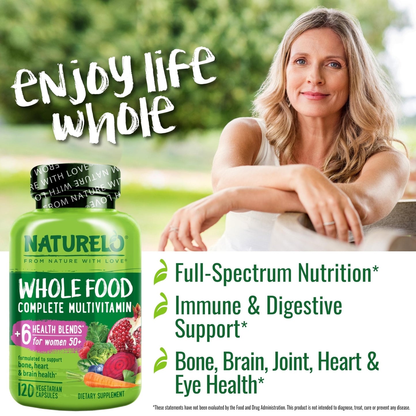 NATURELO Whole Food Multivitamin for Women 50+ (Iron Free) with Vitamins, Minerals, & Organic Extracts - Supplement for Post Menopausal Women Over 50 - PrimeBioHealth - canada supplements