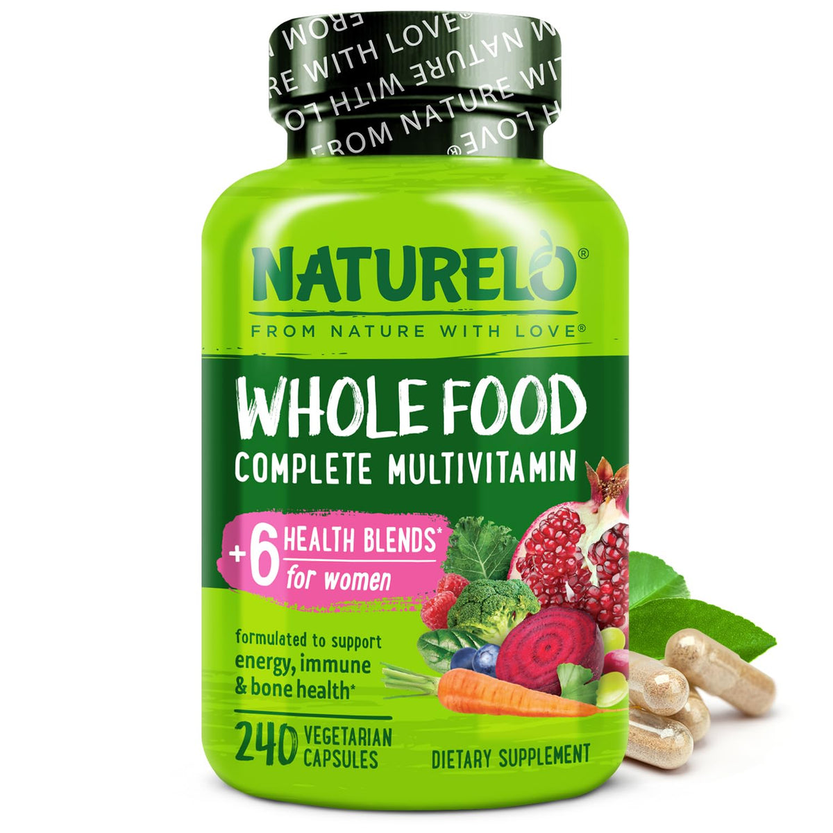 NATURELO Whole Food Multivitamin for Women - with Vitamins, Minerals, & Organic Extracts - Supplement for Energy and Heart Health - PrimeBioHealth - canada supplements