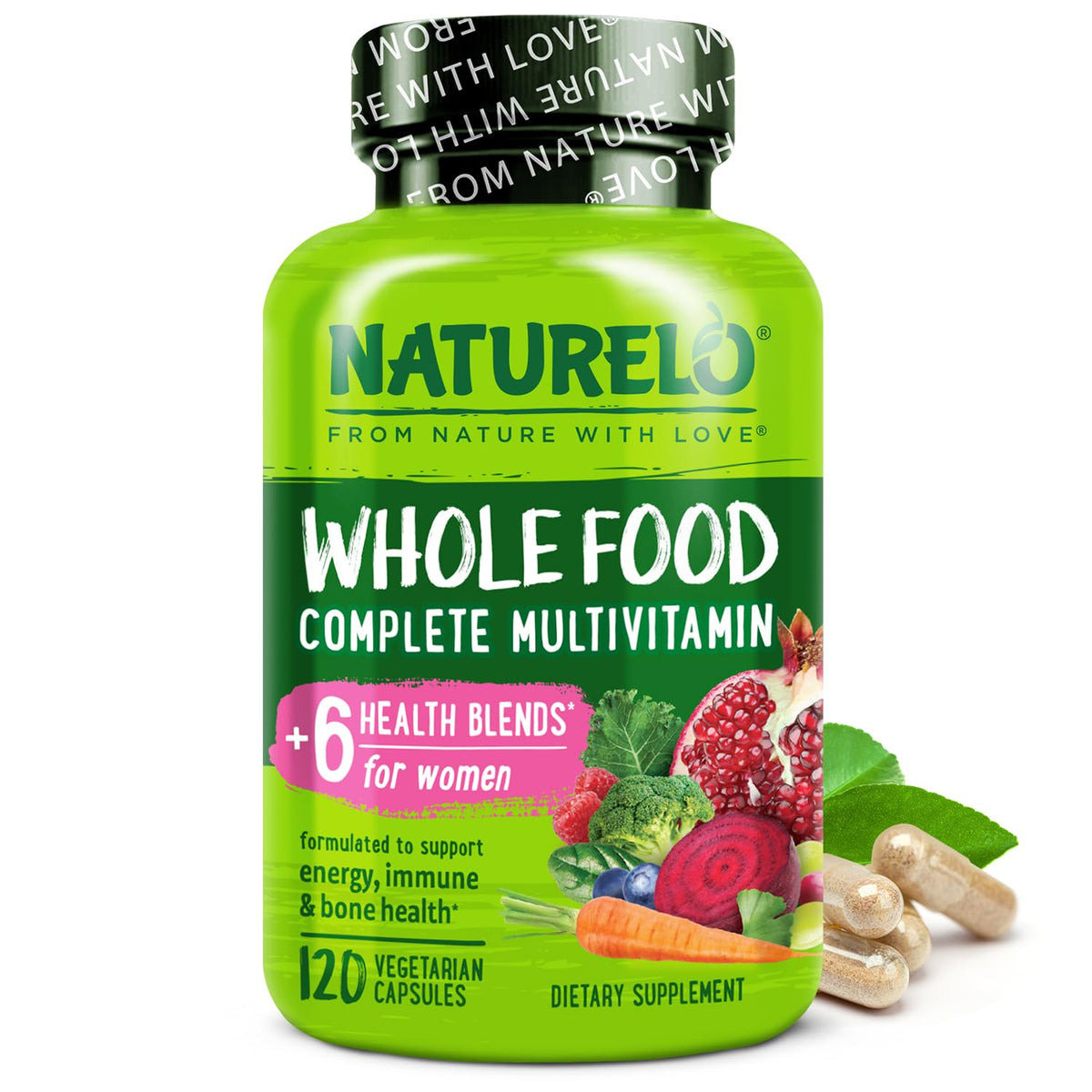 NATURELO Whole Food Multivitamin for Women - with Vitamins, Minerals, & Organic Extracts - Supplement for Energy and Heart Health - PrimeBioHealth - canada supplements
