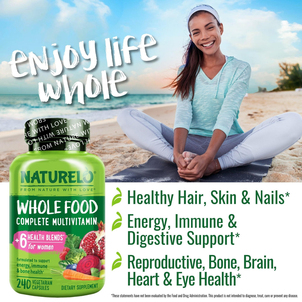 NATURELO Whole Food Multivitamin for Women - with Vitamins, Minerals, & Organic Extracts - Supplement for Energy and Heart Health - PrimeBioHealth - canada supplements
