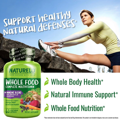 NATURELO Whole Food Multivitamin + Immune Blend with Elderberry & Mushrooms - Complete Multivitamin with Extra Immune Support - PrimeBioHealth - canada supplements