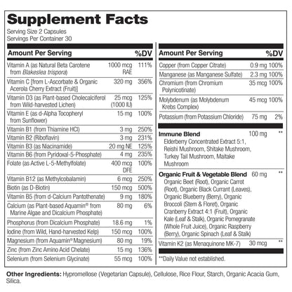NATURELO Whole Food Multivitamin + Immune Blend with Elderberry & Mushrooms - Complete Multivitamin with Extra Immune Support - PrimeBioHealth - canada supplements