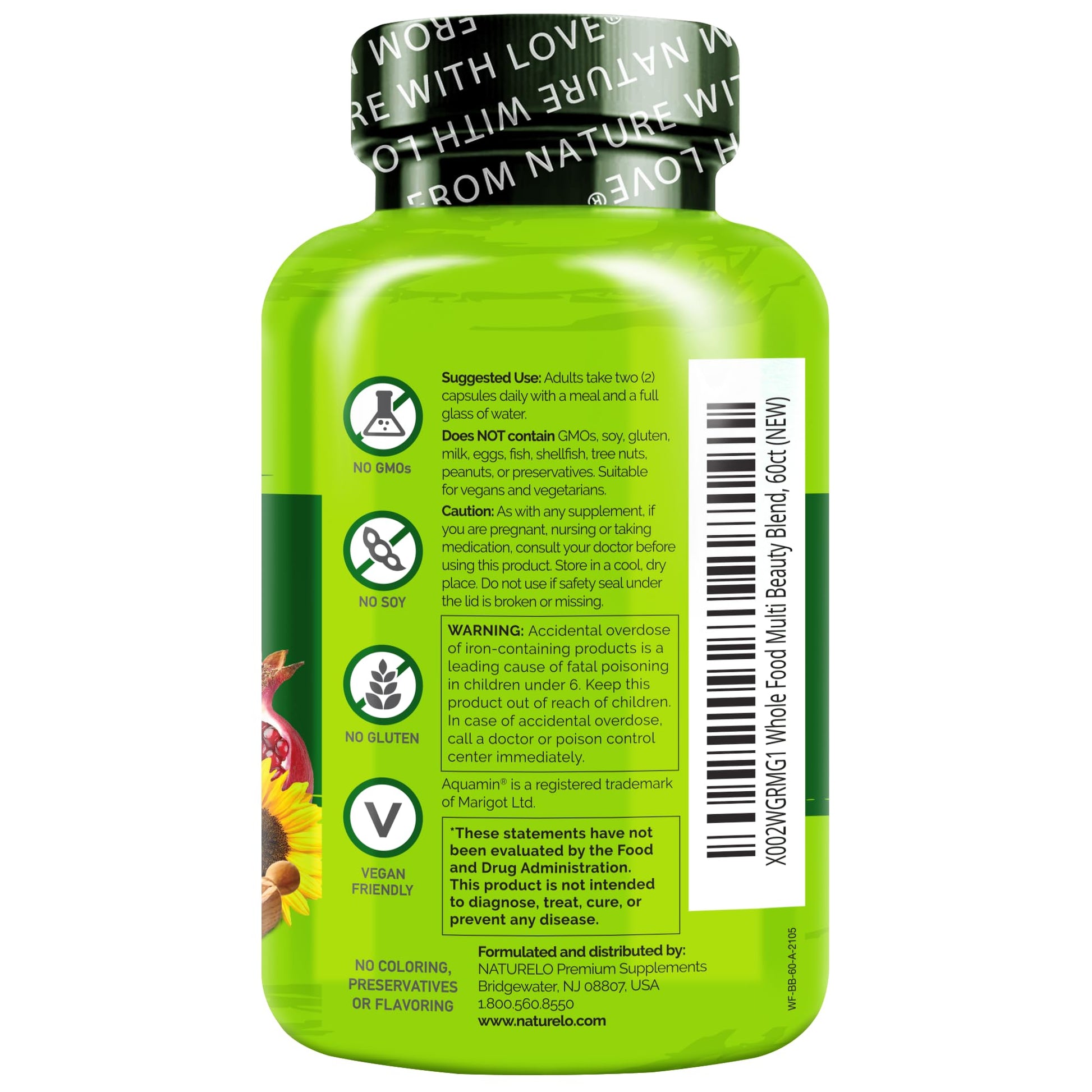 NATURELO Whole Food Multivitamin with Extra Hair, Skin and Nails Support - Beauty Blend with Hyaluronic Acid & Grape Seed - High Potency Biotin, Vitamin C - PrimeBioHealth - canada supplements
