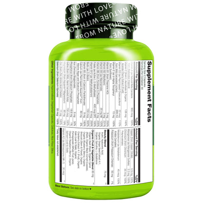 NATURELO Whole Food Multivitamin with Extra Hair, Skin and Nails Support - Beauty Blend with Hyaluronic Acid & Grape Seed - High Potency Biotin, Vitamin C - PrimeBioHealth - canada supplements
