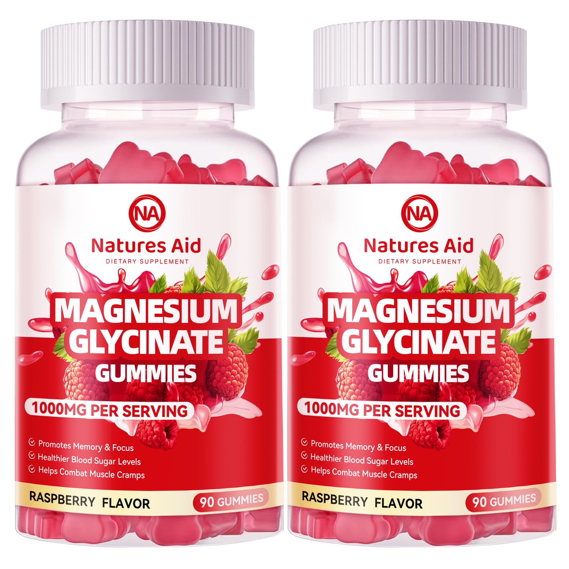 Natures Aid Magnesium Glycinate Gummies 1000mg - Sugar Free Magnesium Potassium Supplement with Vitamin D, B6, CoQ10 for Calm Mood - PrimeBioHealth - canada supplements