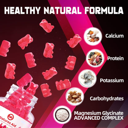 Natures Aid Magnesium Glycinate Gummies 1000mg - Sugar Free Magnesium Potassium Supplement with Vitamin D, B6, CoQ10 for Calm Mood - PrimeBioHealth - canada supplements