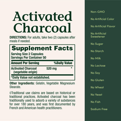 Nature's Bounty Activated Charcoal 260 mg, 100 Capsules, Dietary Supplement to Support a Healthy Lifestyle - PrimeBioHealth - canada supplements