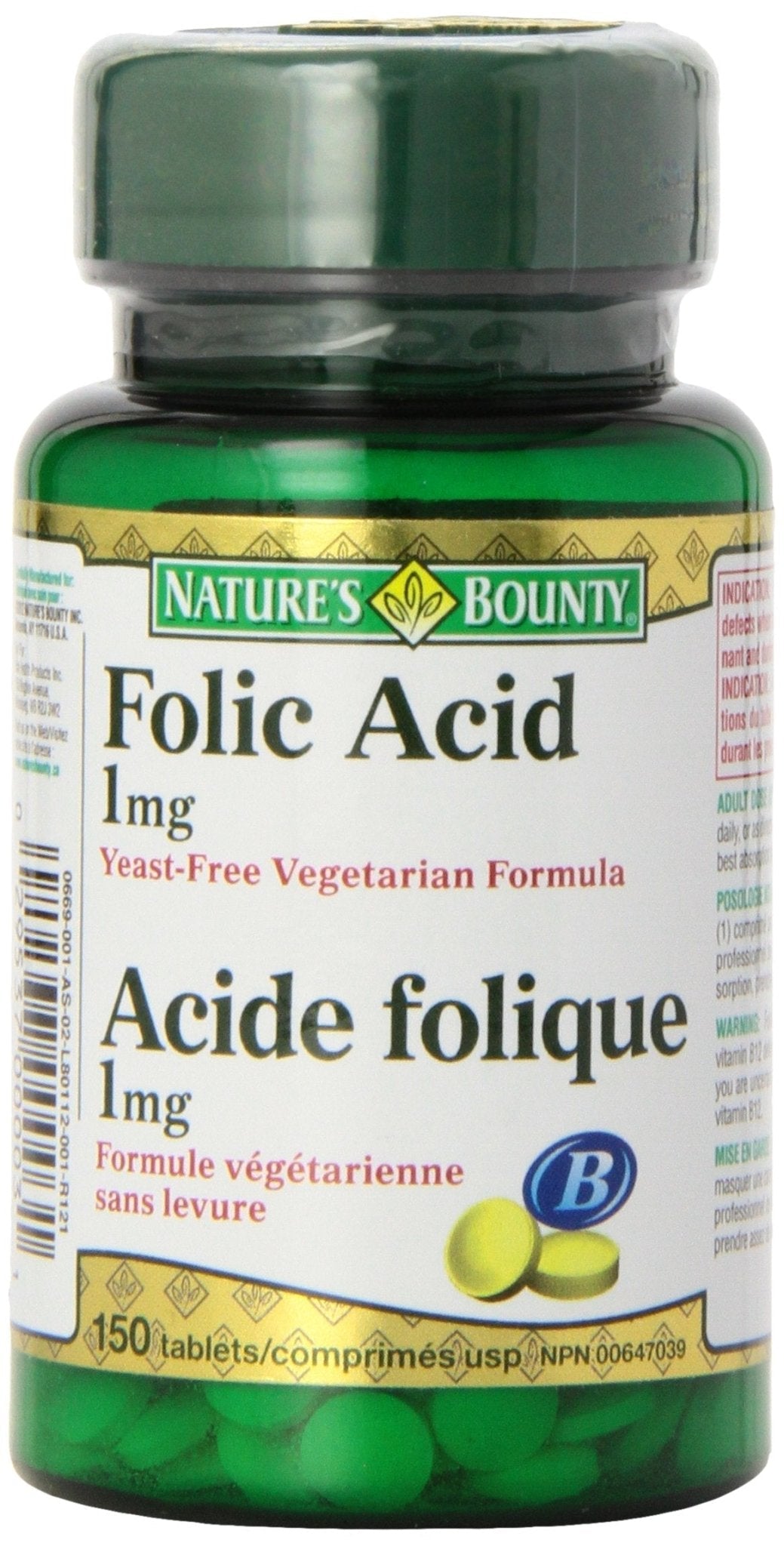 Nature's Bounty Folic Acid 1 mg 150 Tablets (Packaging May Vary) - PrimeBioHealth - canada supplements
