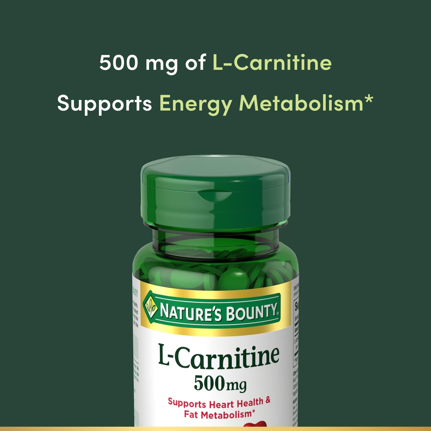 Nature's Bounty L-Carnitine, Supports Heart Health & Fat Metabolism, Amino Acid Supplement, 500 mg, 30 Tablets - PrimeBioHealth - canada supplements