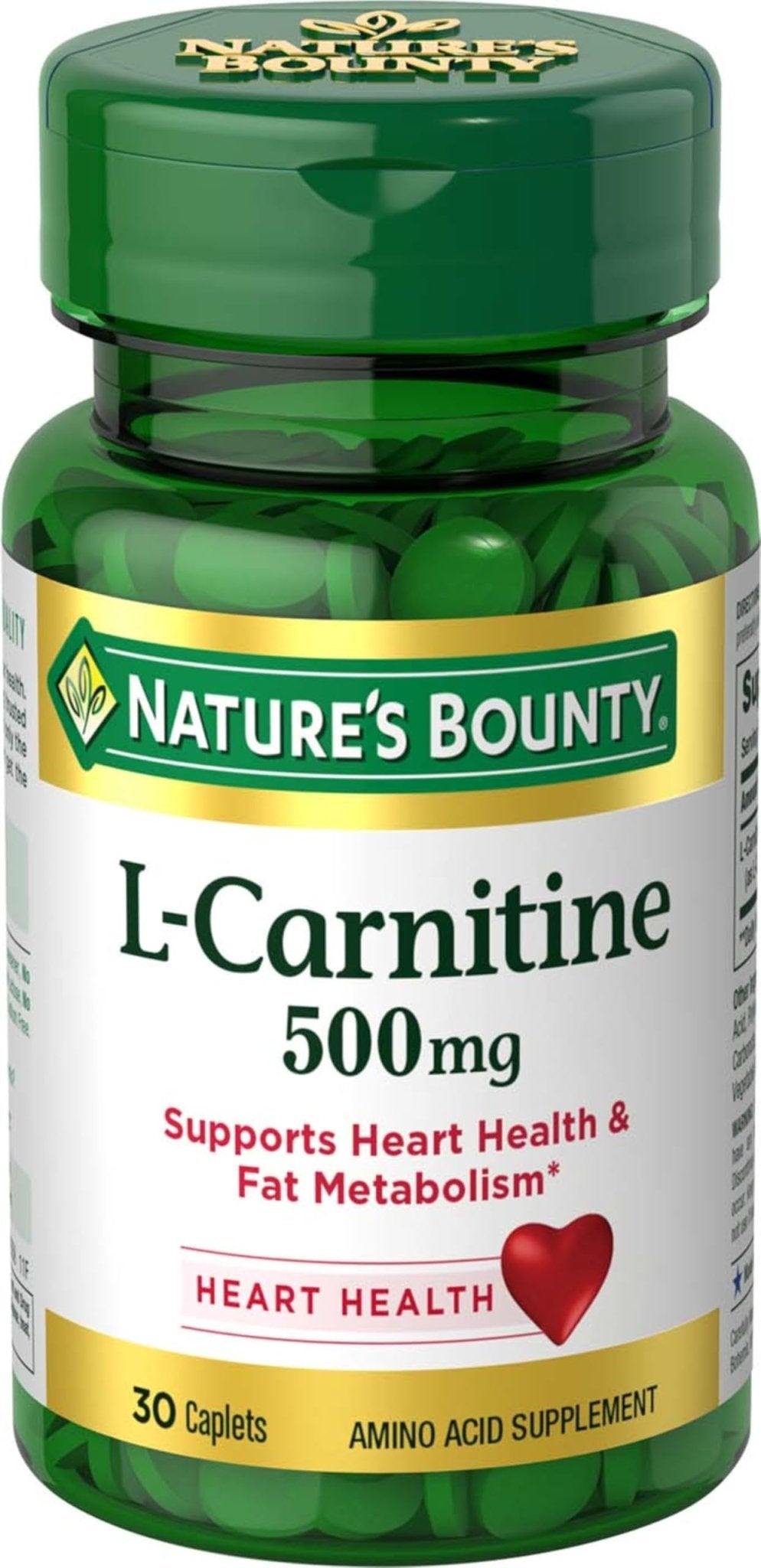 Nature's Bounty L-Carnitine, Supports Heart Health & Fat Metabolism, Amino Acid Supplement, 500 mg, 30 Tablets - PrimeBioHealth - canada supplements