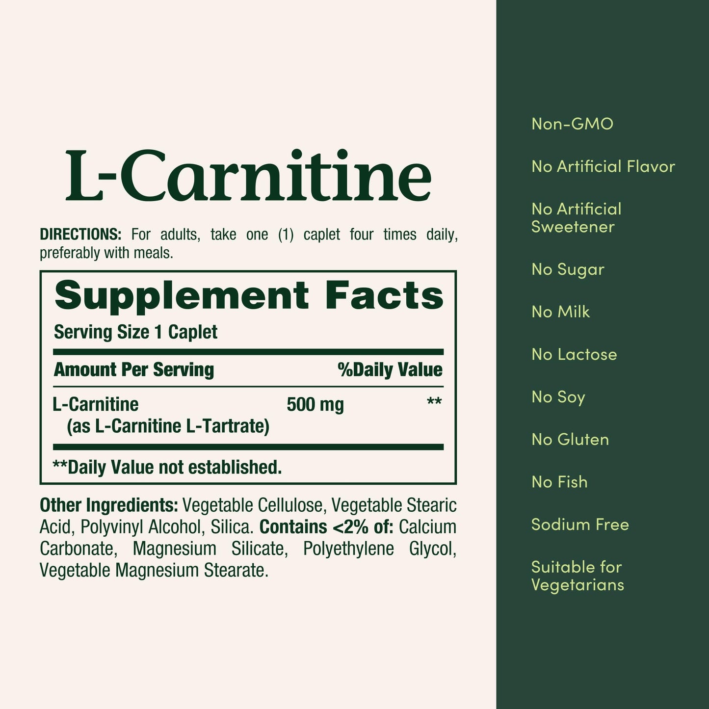 Nature's Bounty L-Carnitine, Supports Heart Health & Fat Metabolism, Amino Acid Supplement, 500 mg, 30 Tablets - PrimeBioHealth - canada supplements