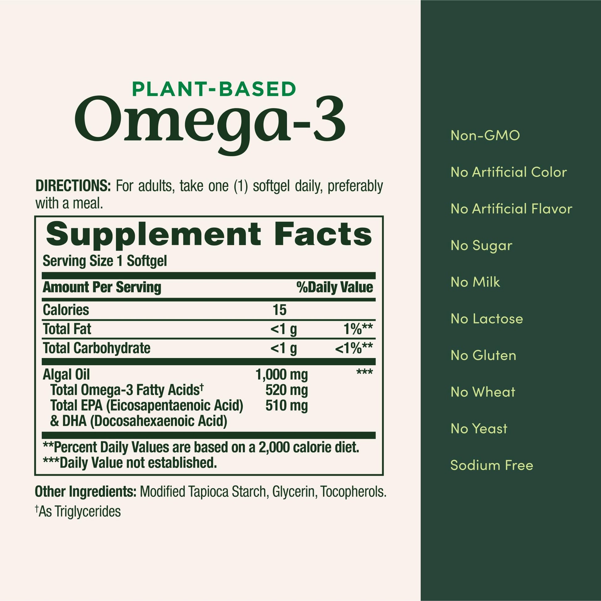 Nature's Bounty Omega 3, Plant-Based Omega 3 Fatty Acid Supplement, 520mg, Supports Whole Body Health Including Heart, Skin, Joint - PrimeBioHealth - canada supplements