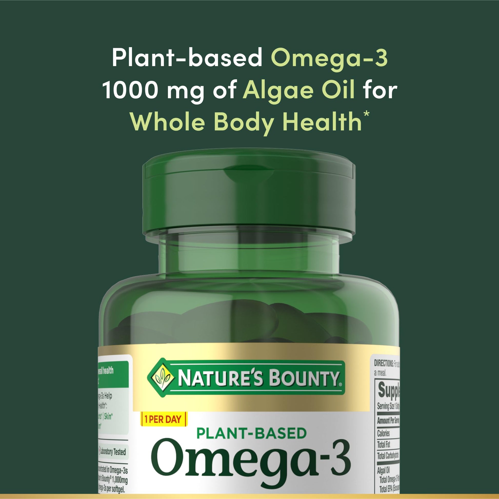 Nature's Bounty Omega 3, Plant-Based Omega 3 Fatty Acid Supplement, 520mg, Supports Whole Body Health Including Heart, Skin, Joint - PrimeBioHealth - canada supplements
