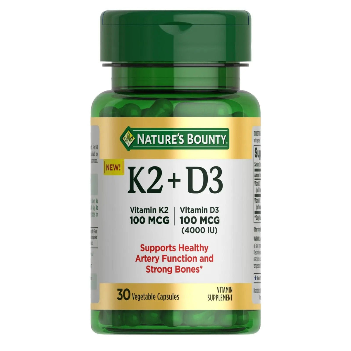 Nature’s Bounty Vitamin D3 K2 Supplement, 4000 IU Vitamin D3 plus 100 mcg of Vitamin K Supplements - PrimeBioHealth - canada supplements
