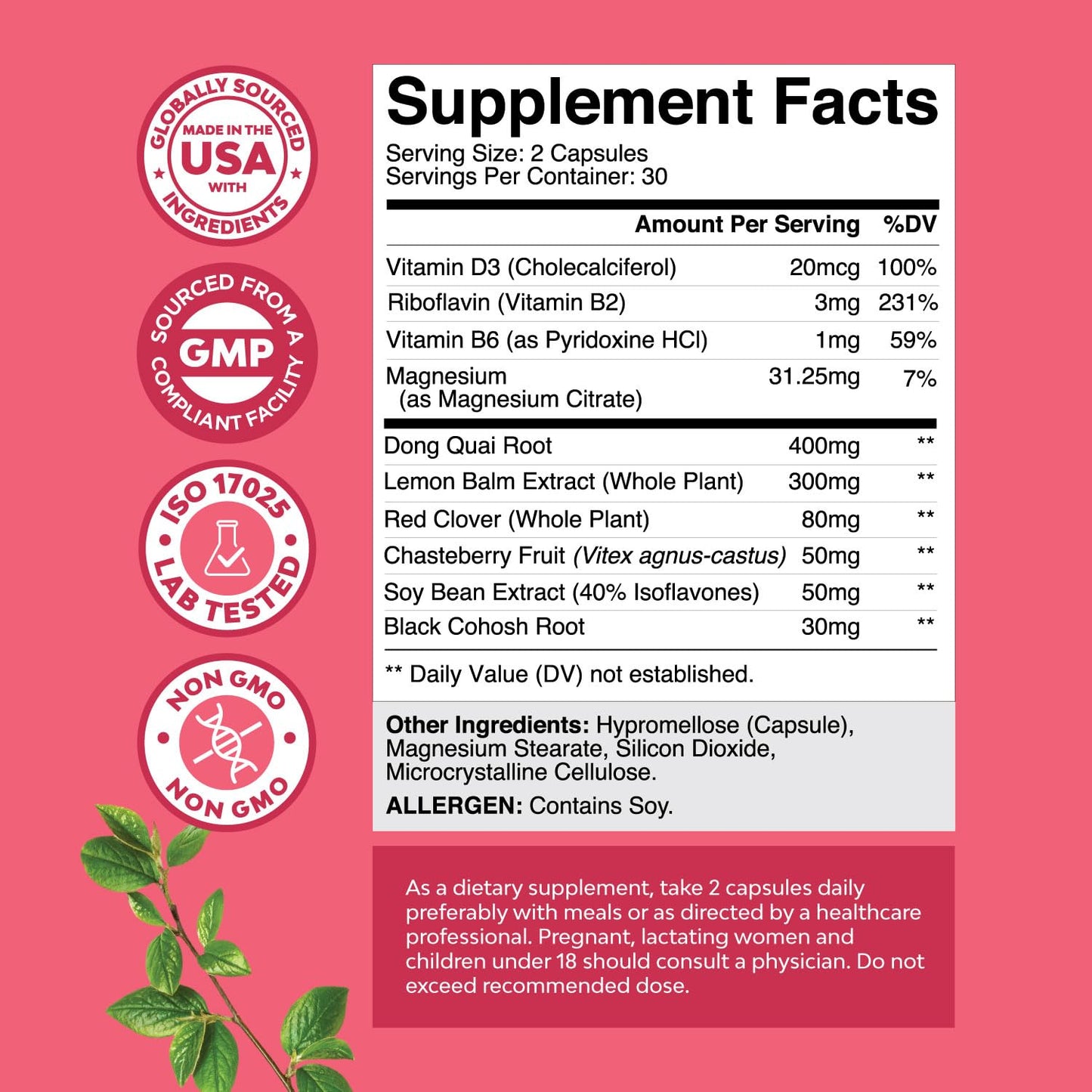 Natures Craft Complete Herbal Menopause Supplement for Women - Female Hormone Balance Capsules for Night Sweats Hot Flashes & Mood Swings with Dong Quai - PrimeBioHealth - canada supplements