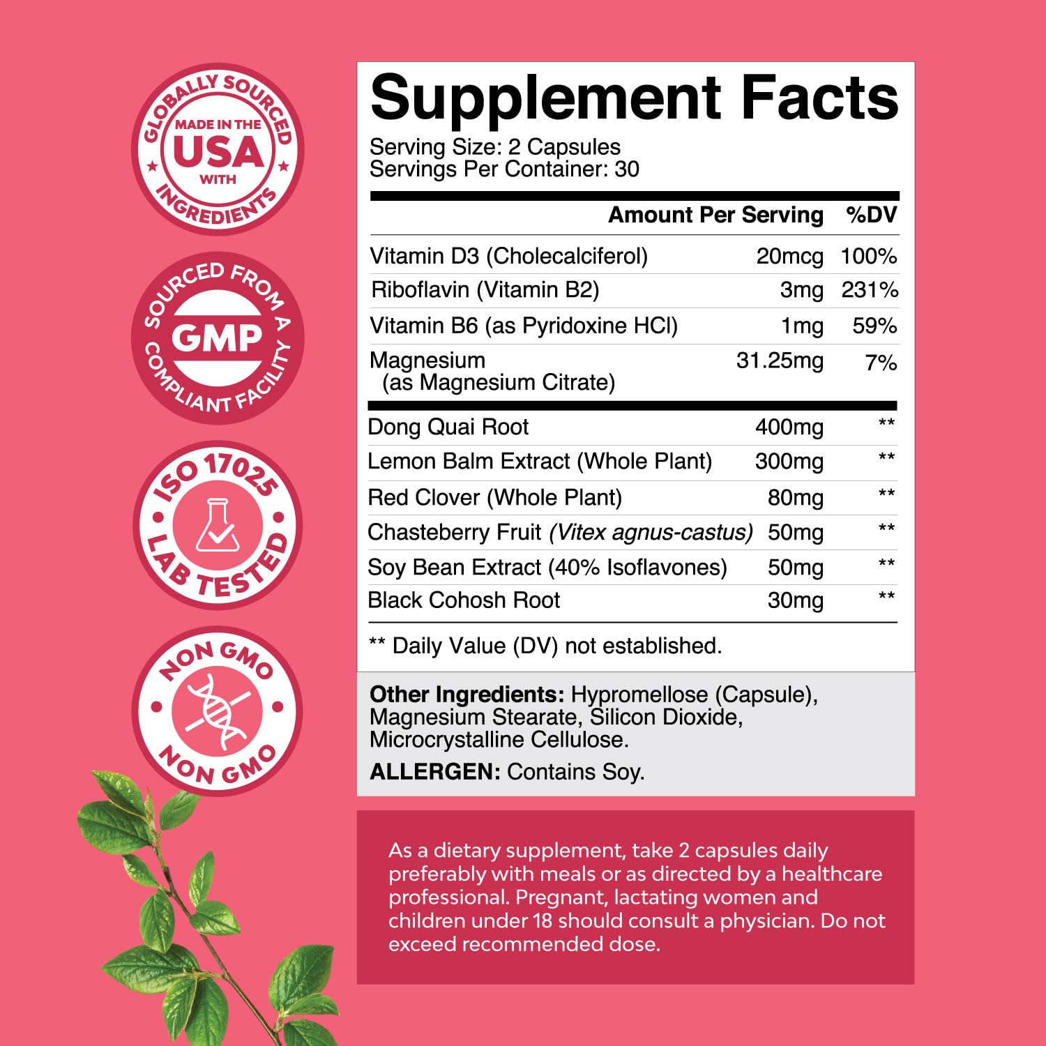 Natures Craft Complete Herbal Menopause Supplement for Women - Female Hormone Balance Capsules for Night Sweats Hot Flashes & Mood Swings with Dong Quai - PrimeBioHealth - canada supplements