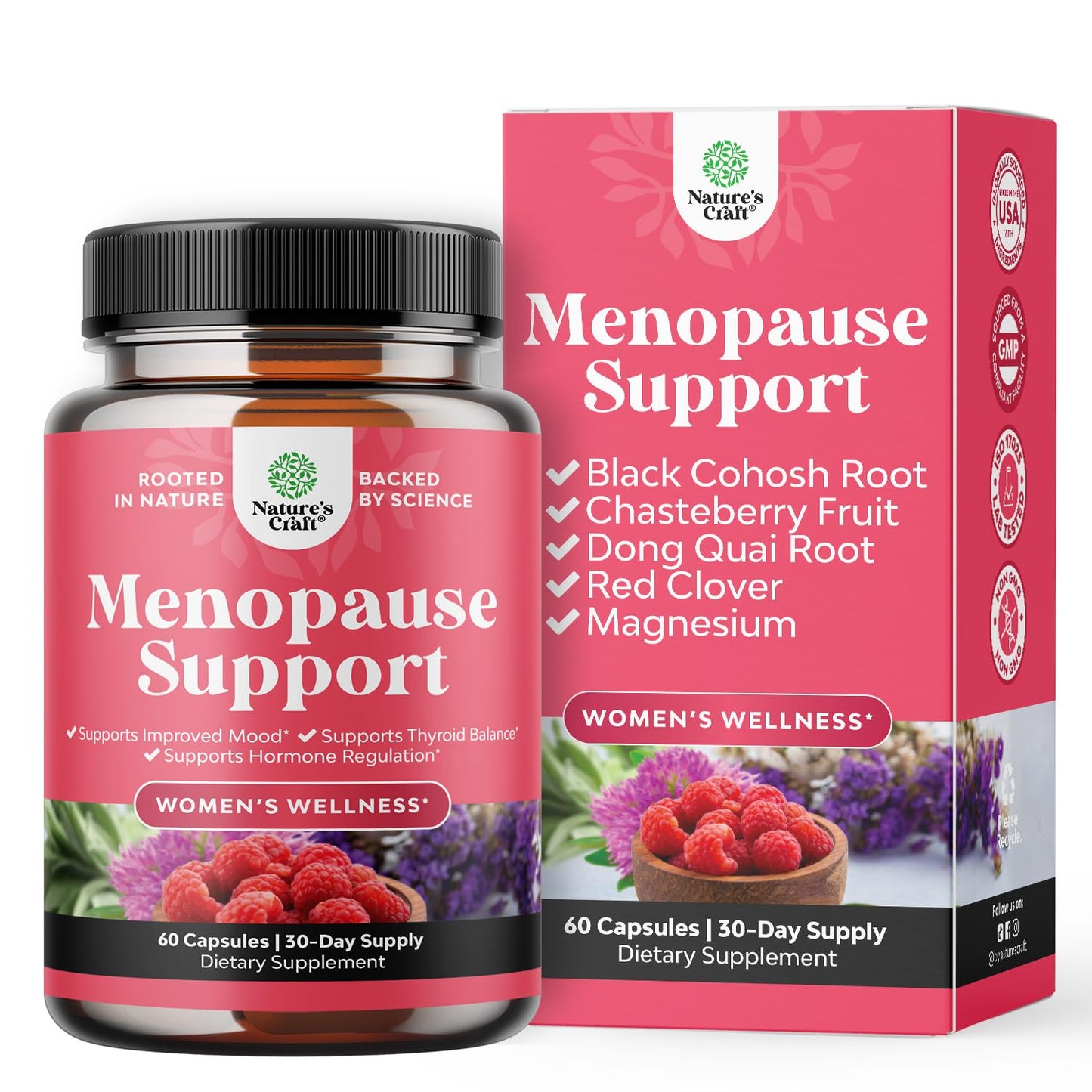 Natures Craft Complete Herbal Menopause Supplement for Women - Female Hormone Balance Capsules for Night Sweats Hot Flashes & Mood Swings with Dong Quai - PrimeBioHealth - canada supplements