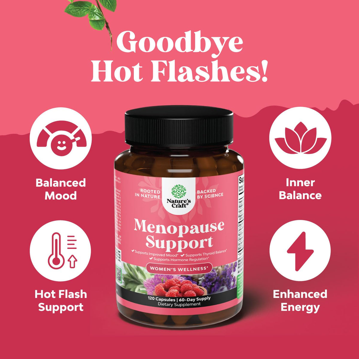 Natures Craft Complete Herbal Menopause Supplement for Women - Female Hormone Balance Capsules for Night Sweats Hot Flashes & Mood Swings with Dong Quai - PrimeBioHealth - canada supplements
