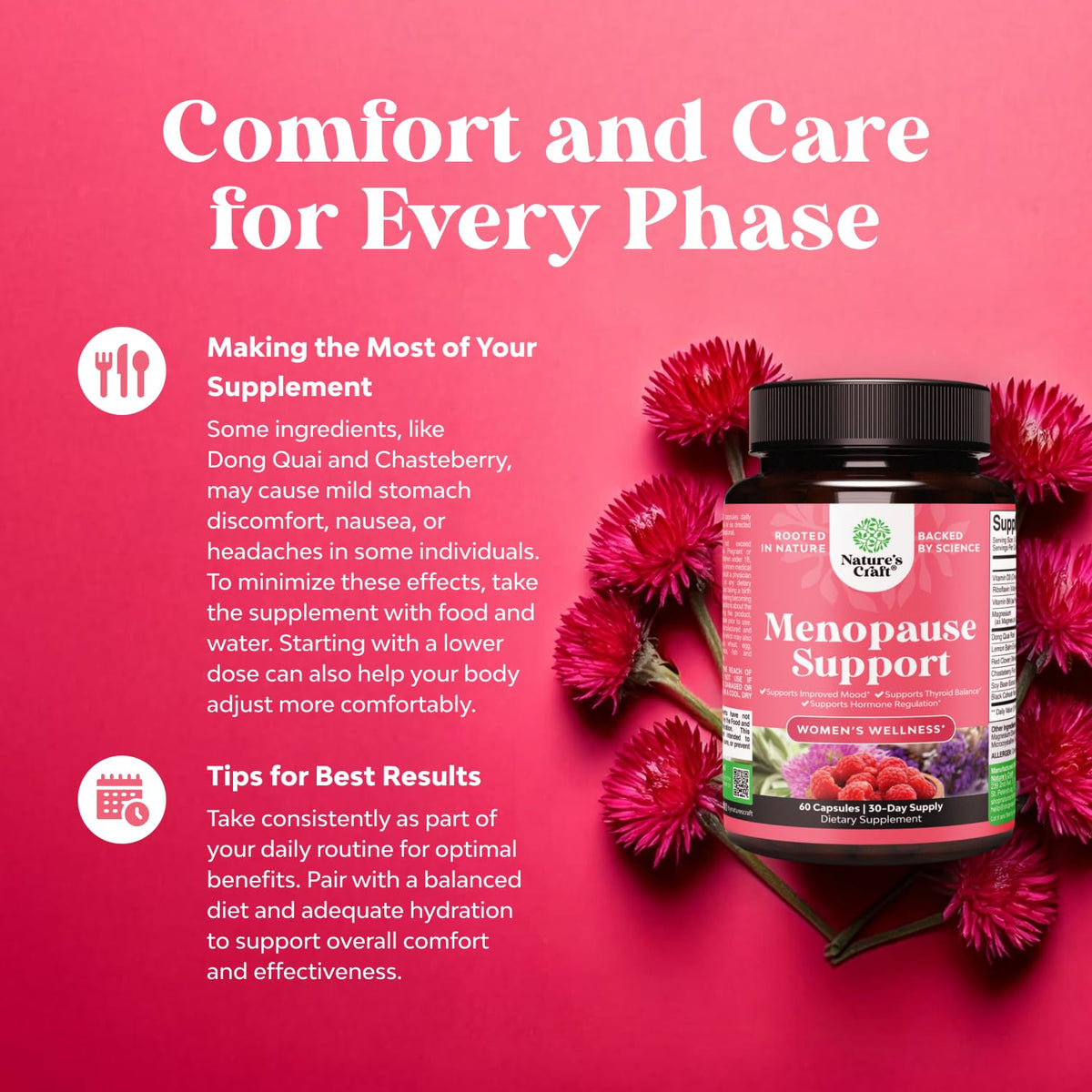 Natures Craft Complete Herbal Menopause Supplement for Women - Female Hormone Balance Capsules for Night Sweats Hot Flashes & Mood Swings with Dong Quai - PrimeBioHealth - canada supplements