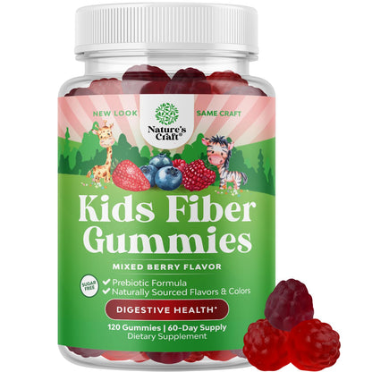 Natures Craft High Prebiotic Fiber Gummies for Kids - Dietary Fiber Supplements for Digestion & Constipation - Chicory Root Kids Immune Gummies - Non-GMO - PrimeBioHealth - canada supplements