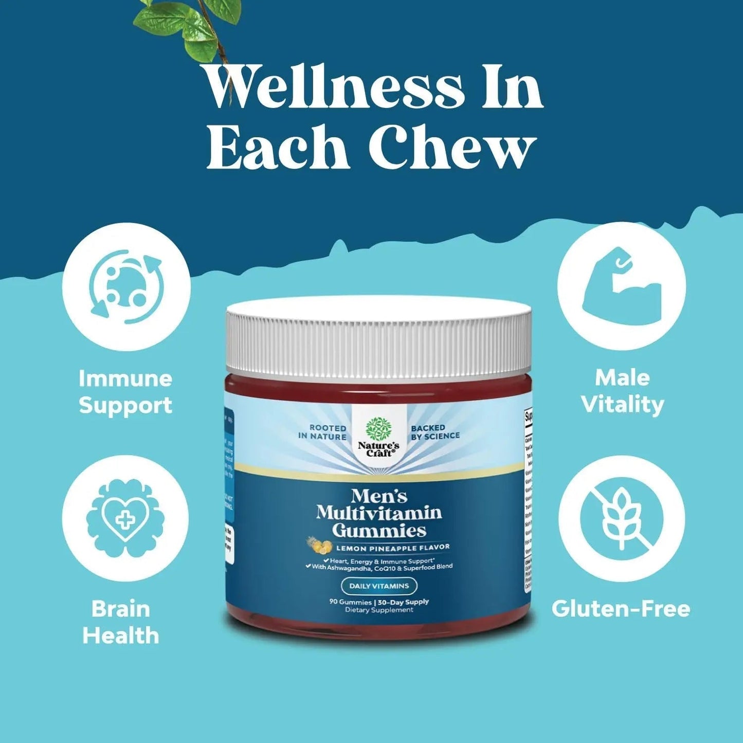 Natures Craft Men's Multivitamin Gummies with Superfood Complex - Daily Multivitamin for Men Gummies with CoQ10 and Ashwagandha - PrimeBioHealth - canada supplements