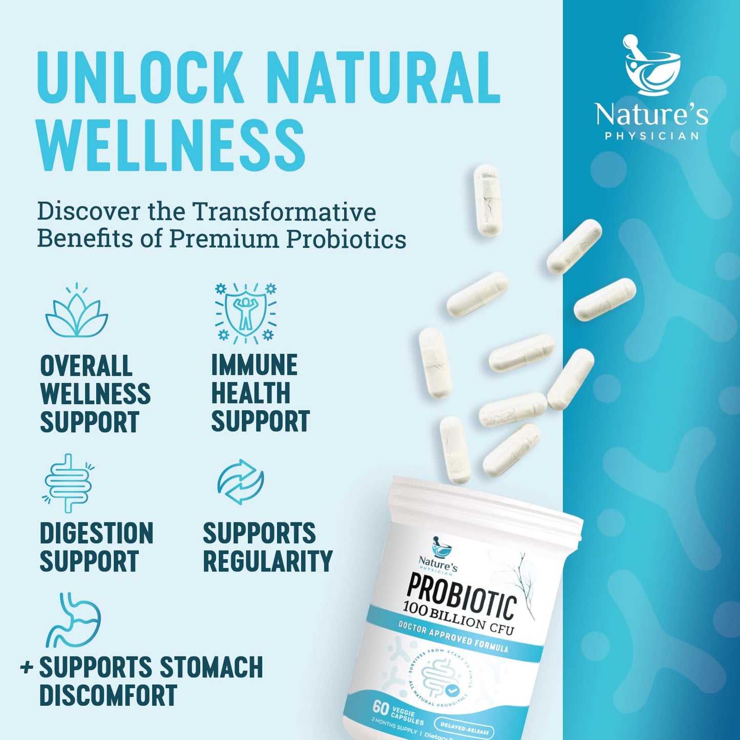 Nature's Physician Probiotics - 100 Billion CFU Per Capsule - 16 Strains + Prebiotics - Best Probiotic Supplement for Women & Men - Supports Immune, - PrimeBioHealth - canada supplements