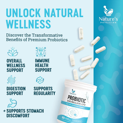 Nature's Physician Probiotics - 100 Billion CFU Per Capsule - 16 Strains + Prebiotics - Best Probiotic Supplement for Women & Men - Supports Immune, - PrimeBioHealth - canada supplements