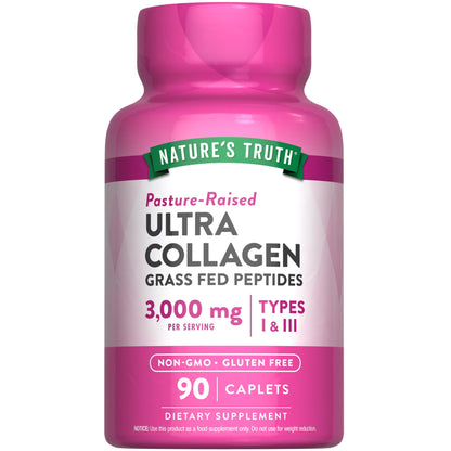 Nature's Truth Collagen Peptides | 90 Caplets | Type 1 and 3 with Vitamin C | Grass Fed, Non-GMO & Gluten Free Supplement - PrimeBioHealth - canada supplements
