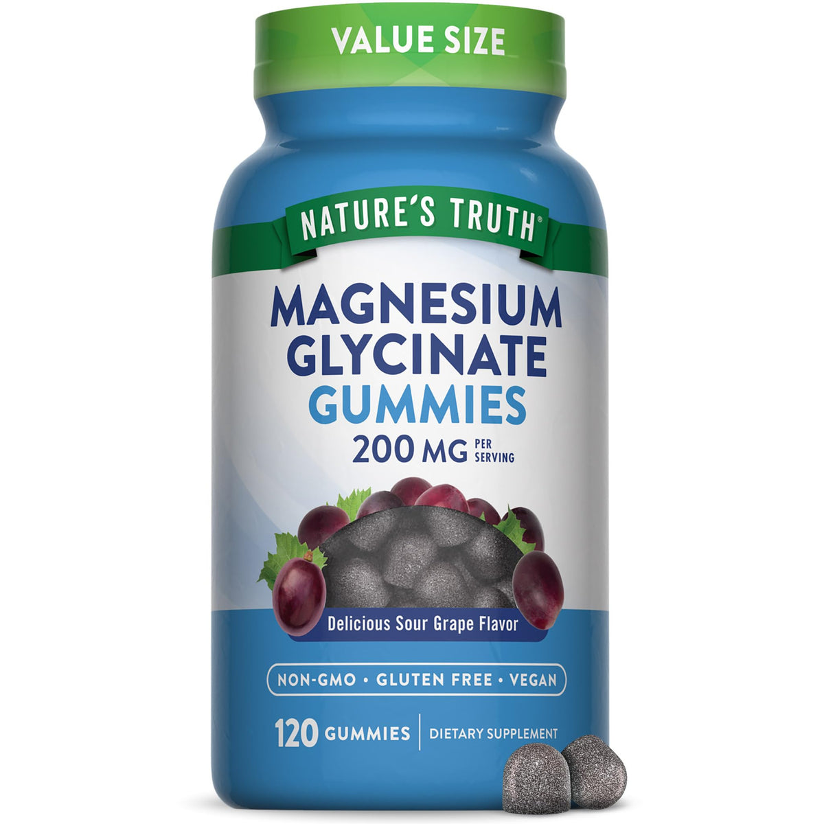 Nature's Truth Magnesium Glycinate Gummies for Adults | 200mg | 120 Count | Grape Flavor | Vegan, Non-GMO & Gluten Free Supplement - PrimeBioHealth - canada supplements