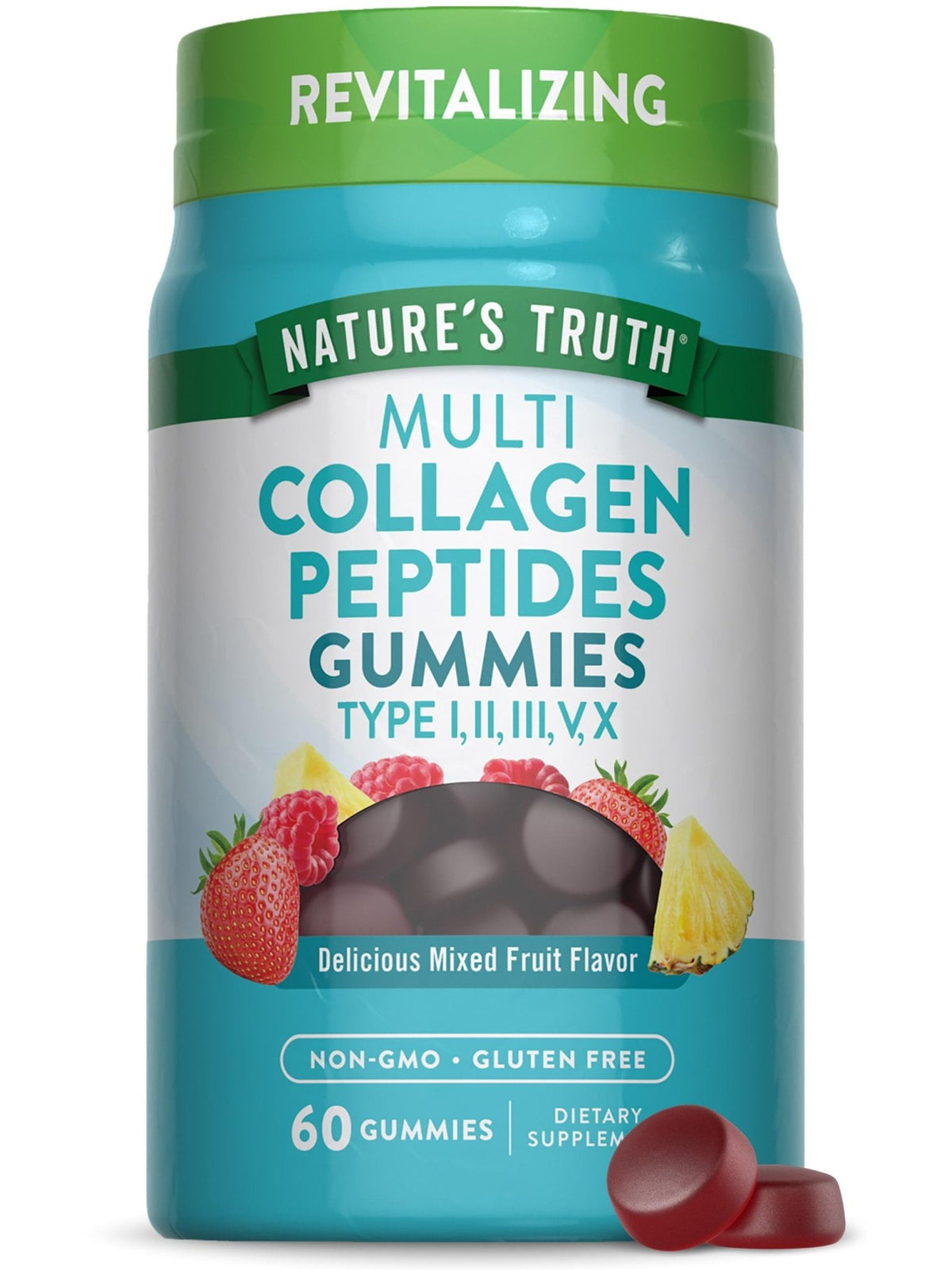 Nature's Truth Multi Collagen Gummies | Type I, II, III, V, X | 60 Count | Non-GMO & Gluten Free Complex Supplement | Mixed Fruit Flavor - PrimeBioHealth - canada supplements