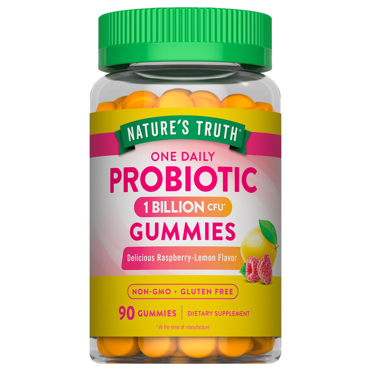 Nature's Truth Probiotic Gummies | 1 Billion CFU | 90 Count | Raspberry Lemon Flavor | Non-GMO & Gluten Free Supplement - PrimeBioHealth - canada supplements