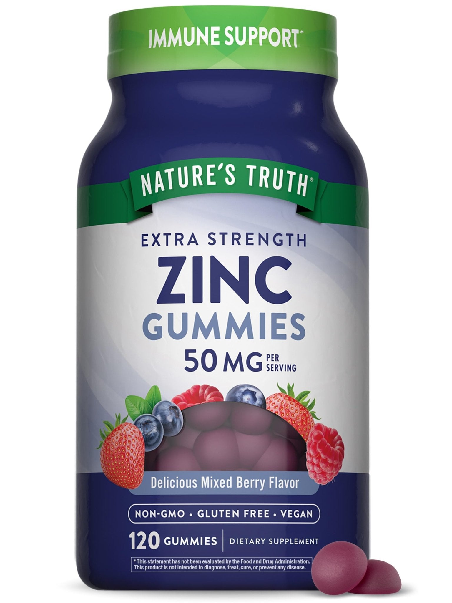 Nature's Truth Zinc Gummies for Adults | 50mg | 120 Count | Vegan, Non-GMO & Gluten Free Supplement | Mixed Berry Flavor - PrimeBioHealth - canada supplements