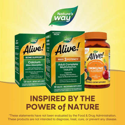 Nature's Way Alive! Max3 Potency Adult Complete Multivitamin, High Potency B-Vitamins to Support Energy Metabolism - PrimeBioHealth - canada supplements
