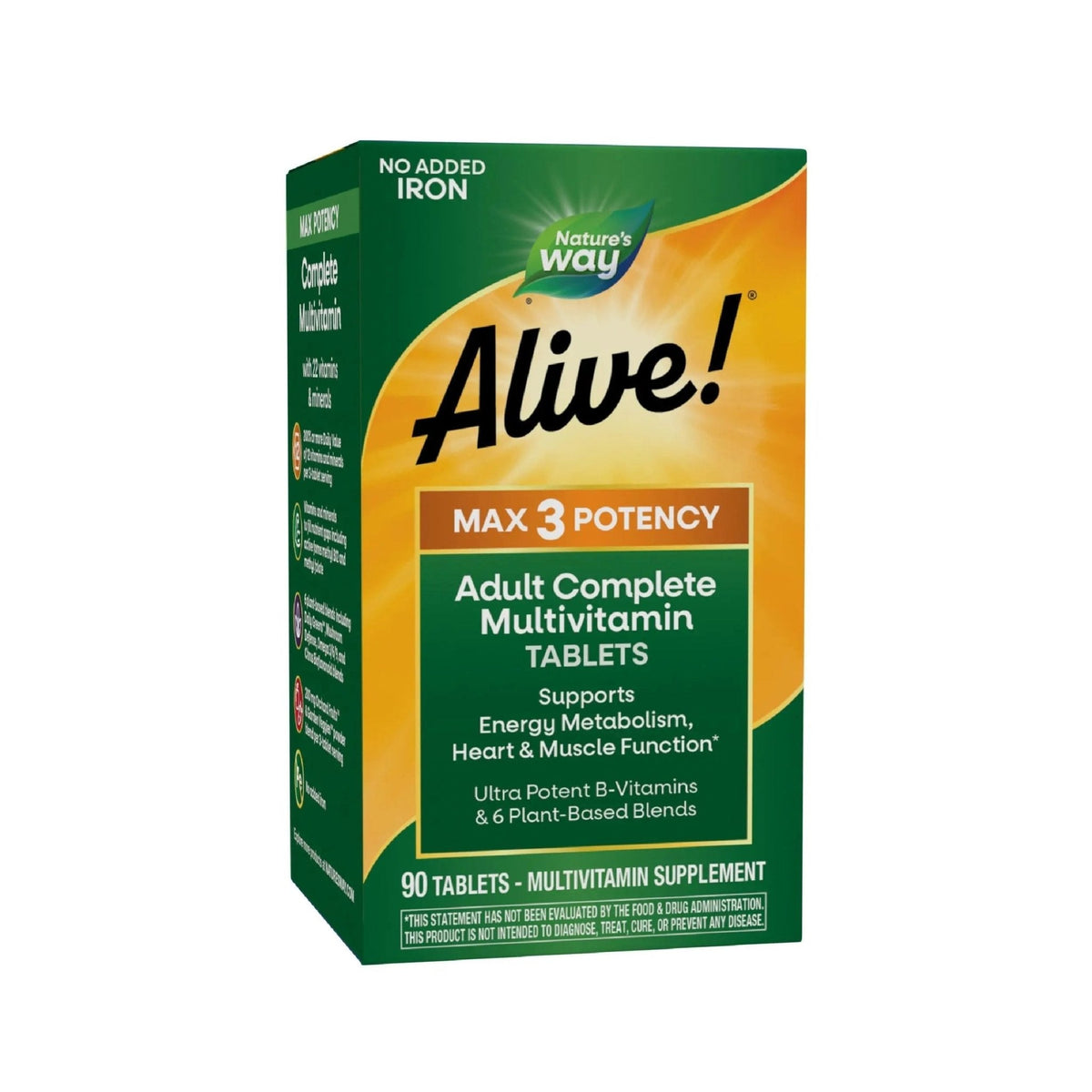 Nature's Way Alive! Max3 Potency Adult Complete Multivitamin, High Potency B-Vitamins to Support Energy Metabolism - PrimeBioHealth - canada supplements