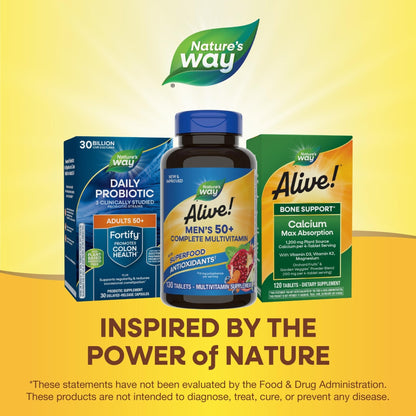 Nature’s Way Alive! Men’s 50+ Multivitamin Complete Tablets, Daily Multivitamin for Men Over 50, Supports Cellular Energy Metabolism - PrimeBioHealth - canada supplements