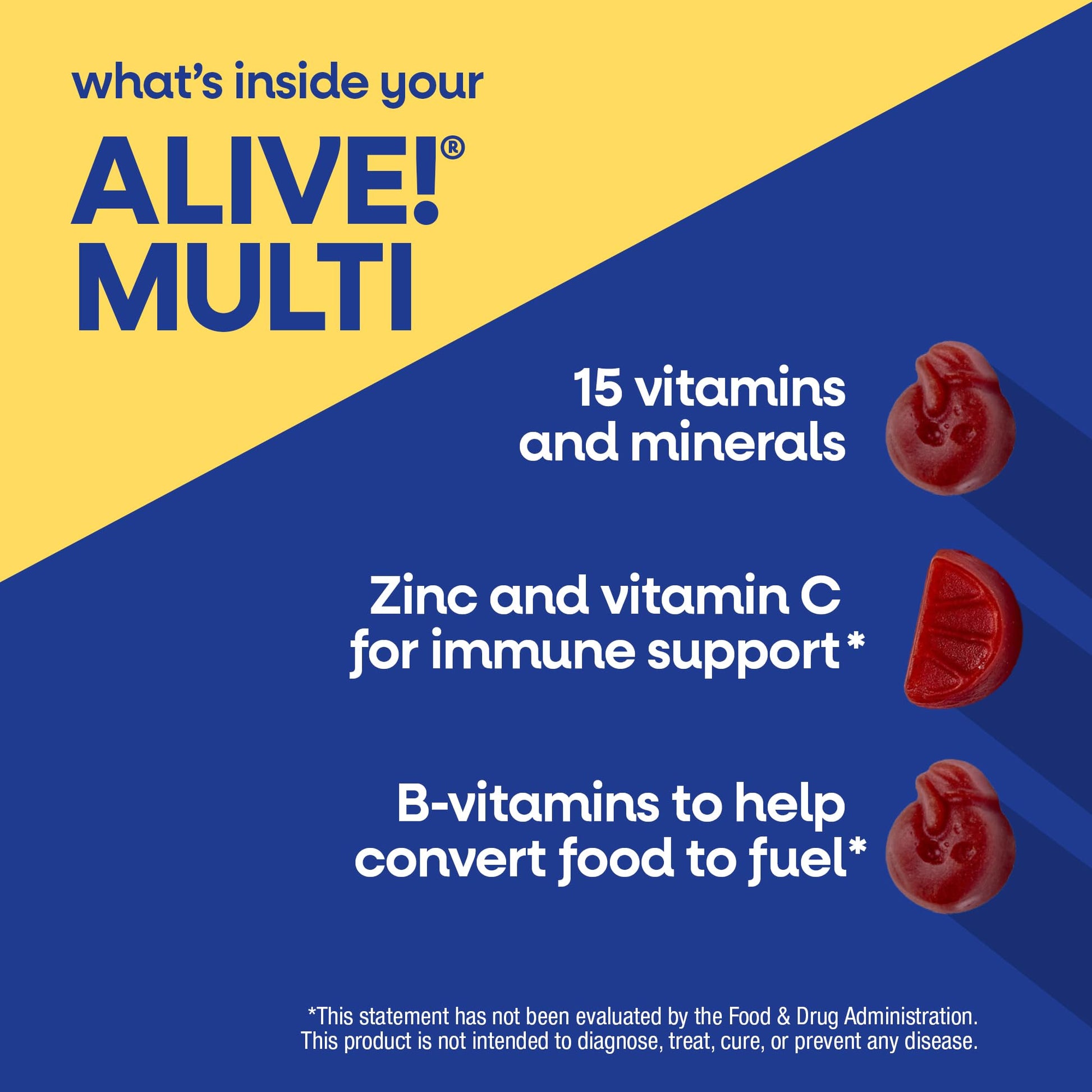 Nature’s Way Alive! Men’s 50 Plus Multivitamin Gummy, Daily Chewable Multivitamins for Men with B-Vitamins, Vitamin D3 & Zinc, Supports Heart - PrimeBioHealth - canada supplements