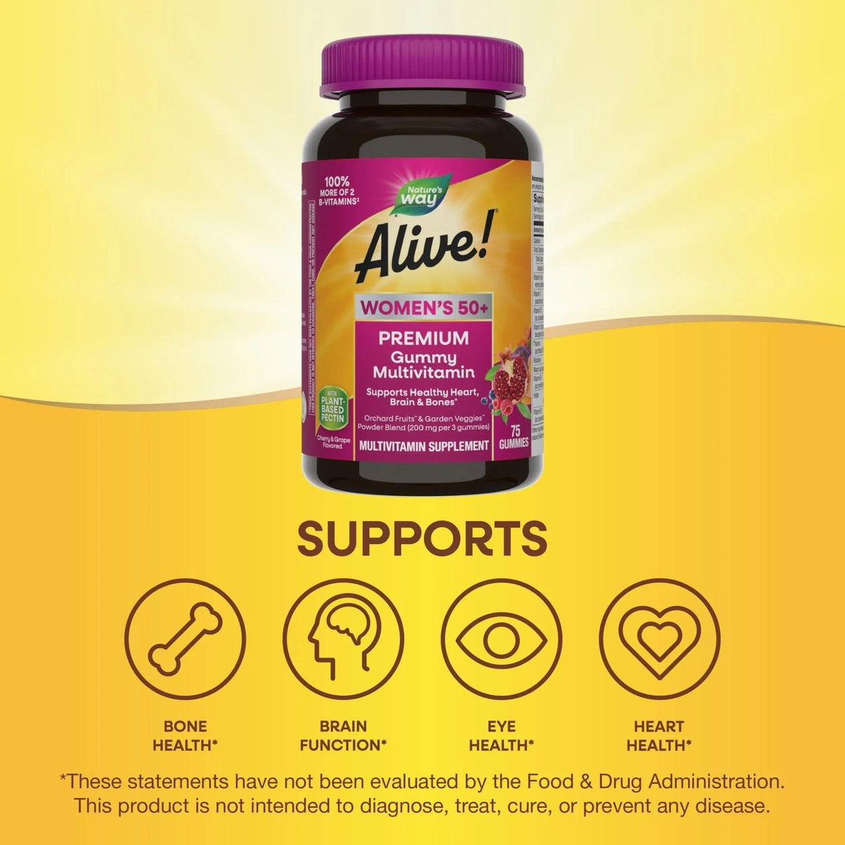 Nature’s Way Alive! Women’s 50+ Premium Gummy Multivitamin, Supports Healthy Heart, Brain & Bones*, B-Vitamins - PrimeBioHealth - canada supplements