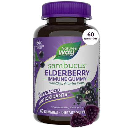 Nature’s Way Sambucus Elderberry Gummies, Immune Support Gummy for Adults & Kids Ages 4+ with Black Elderberry Extract, Vitamin C - PrimeBioHealth - canada supplements