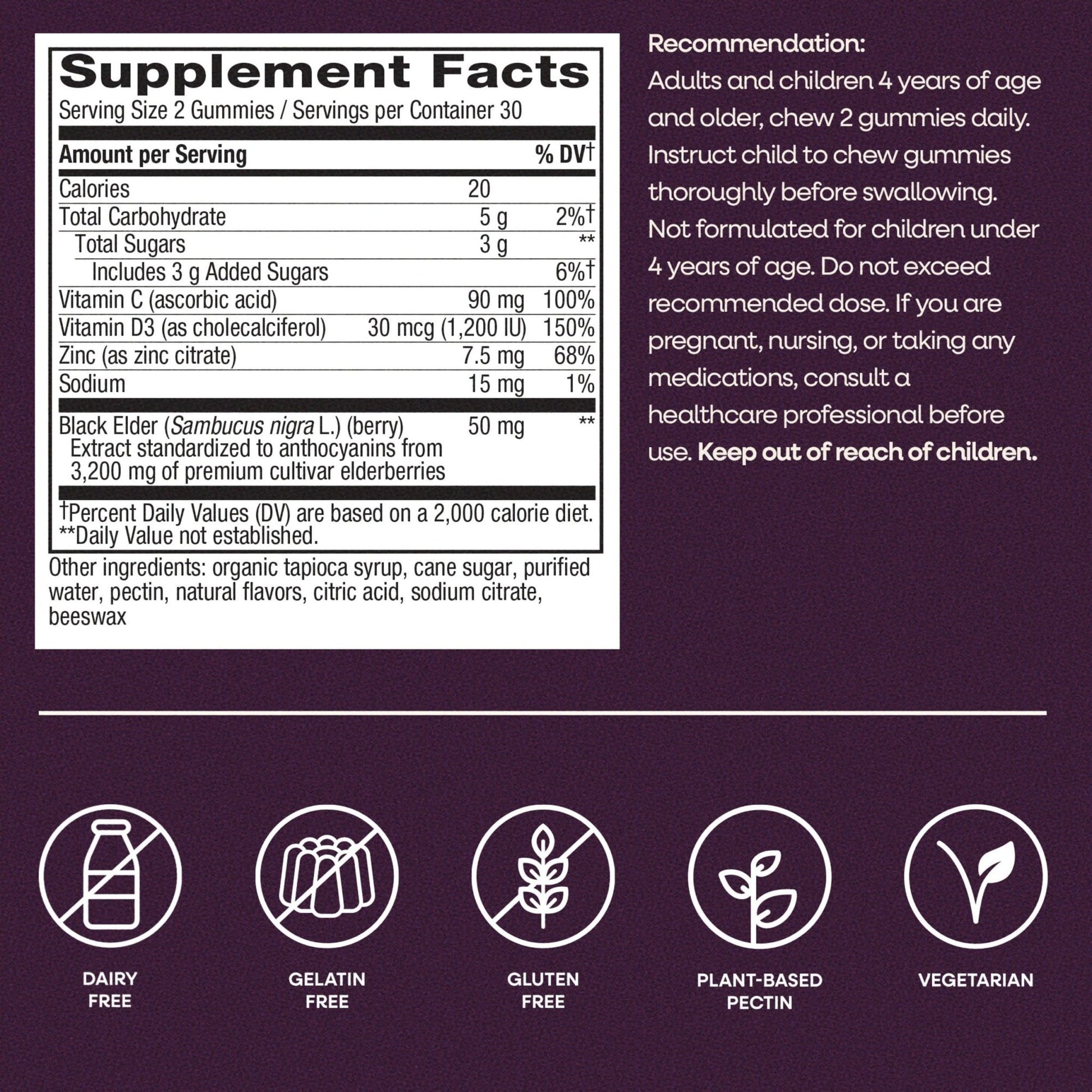 Nature’s Way Sambucus Elderberry Gummies, Immune Support Gummy for Adults & Kids Ages 4+ with Black Elderberry Extract, Vitamin C - PrimeBioHealth - canada supplements