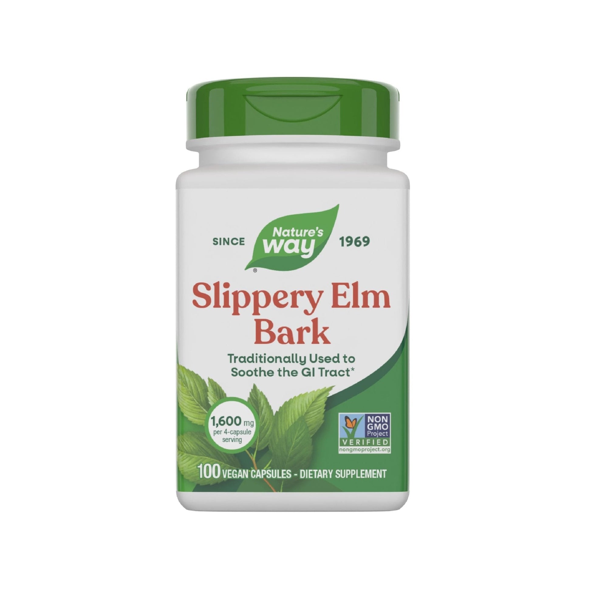 Nature’s Way Slippery Elm Bark Capsules, Traditional Digestive Support to Soothe Gastrointestinal Tract*, 1,600 mg per 4-Capsule Serving - PrimeBioHealth - canada supplements
