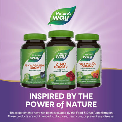 Nature's Way Zinc Gummies, Adult & Kids 9+ Immune Support Gummies*, 100% Daily Value per Serving, Mixed Berry Flavor, 120 Chews - PrimeBioHealth - canada supplements