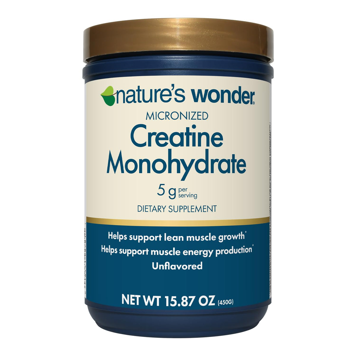 Nature's Wonder Micronized Creatine Monohydrate Powder 5g, Muscle Health, Muscle Energy Production, No Lactose, 5g of Micronized creatine Powder per Serving, 450G, 90 Servings - PrimeBioHealth - canada supplements
