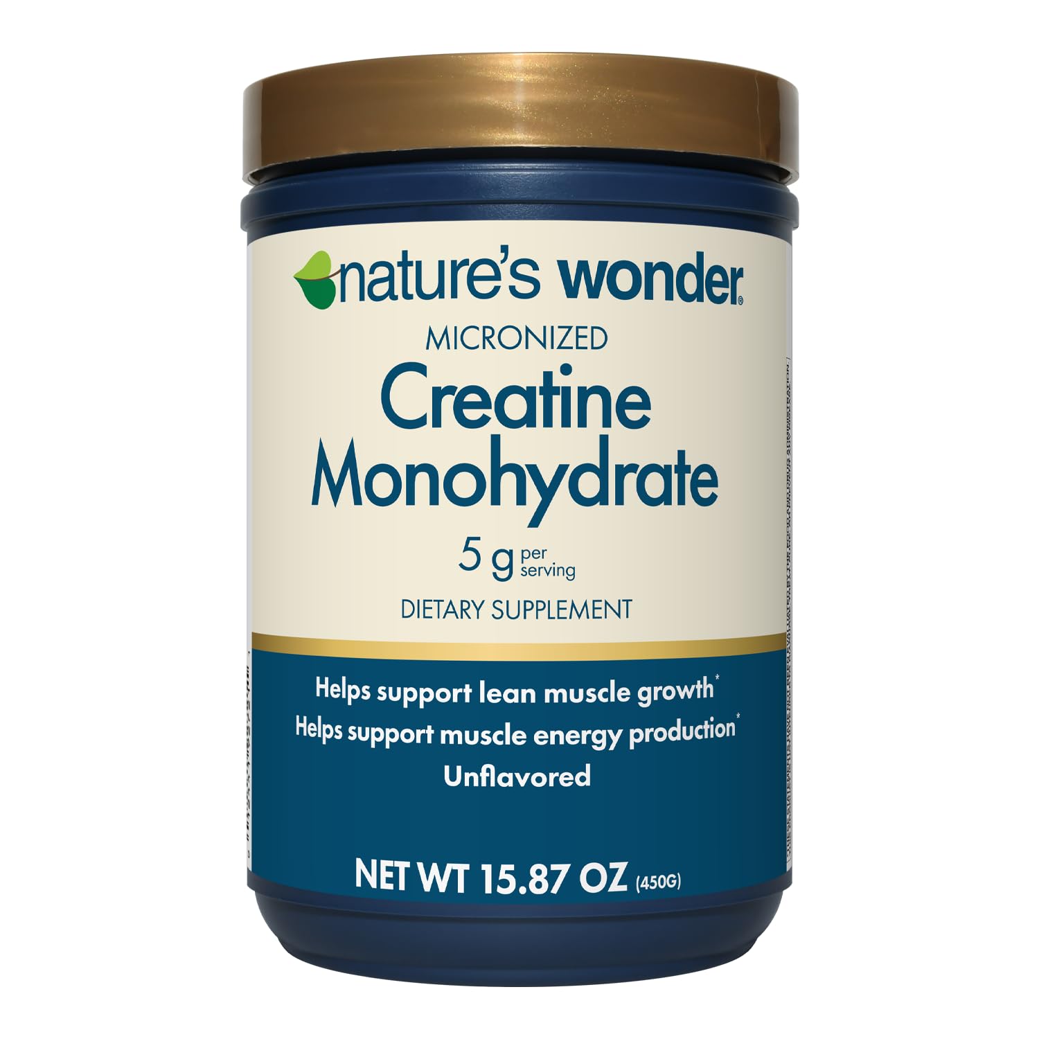 Nature's Wonder Micronized Creatine Monohydrate Powder 5g, Muscle Health, Muscle Energy Production, No Lactose, 5g of Micronized creatine Powder per Serving, 450G, 90 Servings - PrimeBioHealth - canada supplements